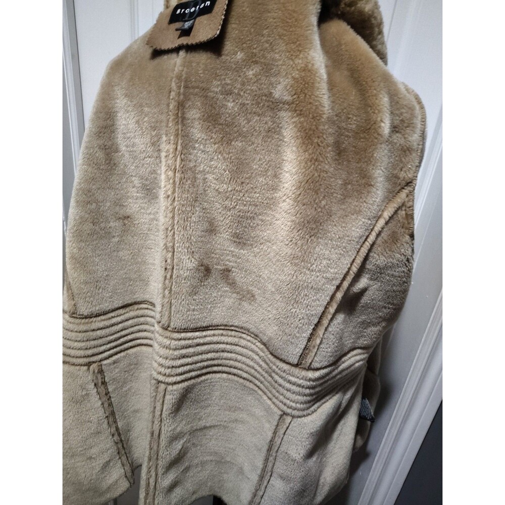 Braetan Jacket Camel Faux Suede Round Collar Faux Fur Lined Pockets Plus Sz30/32 - Picture 10 of 13